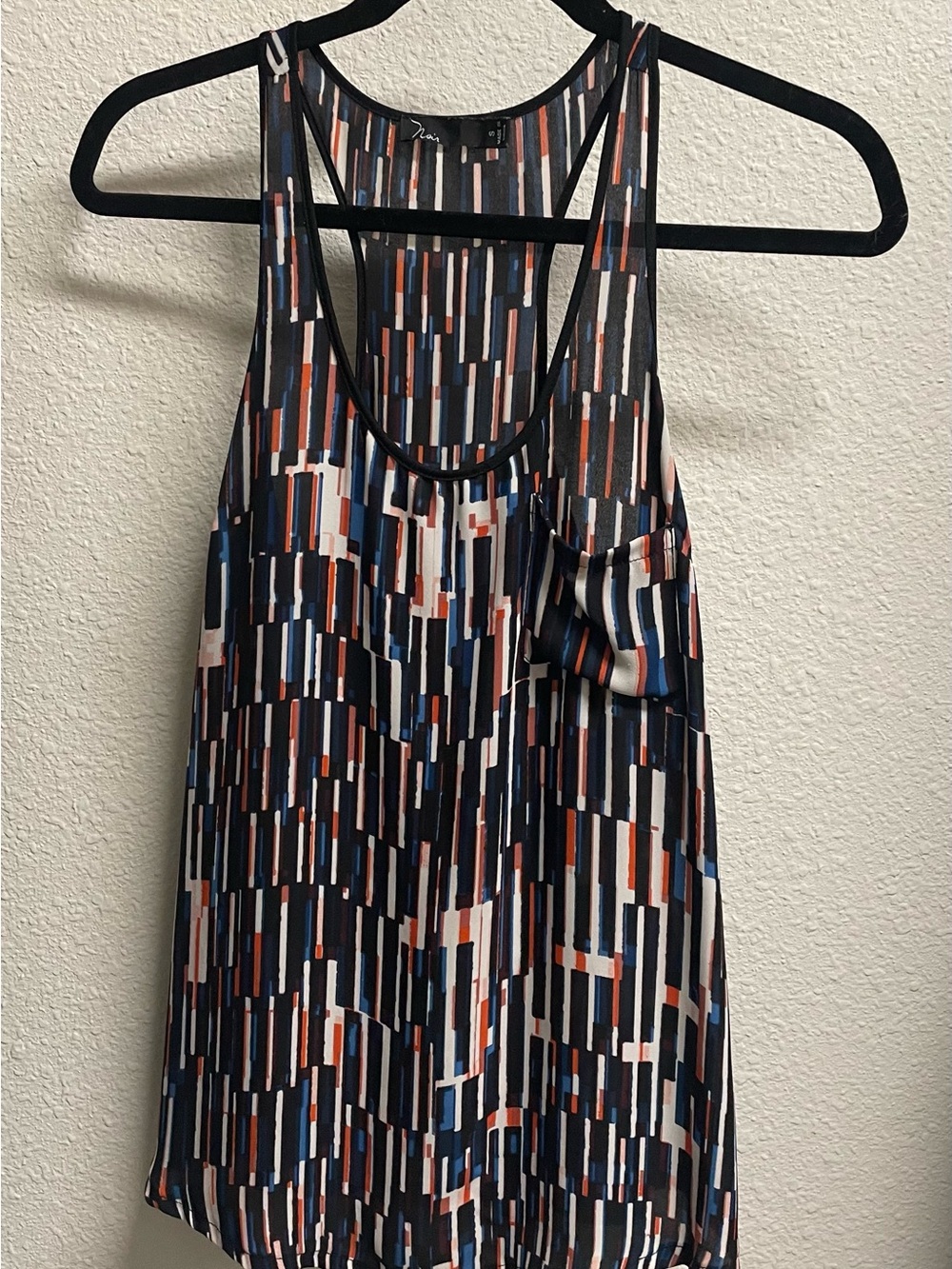 Noir Black,Navy, Rust & White Geometric Racerback Tank